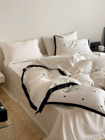 Sabine Heart-Embroidered Cooling Tencel Bedding Set - room scene