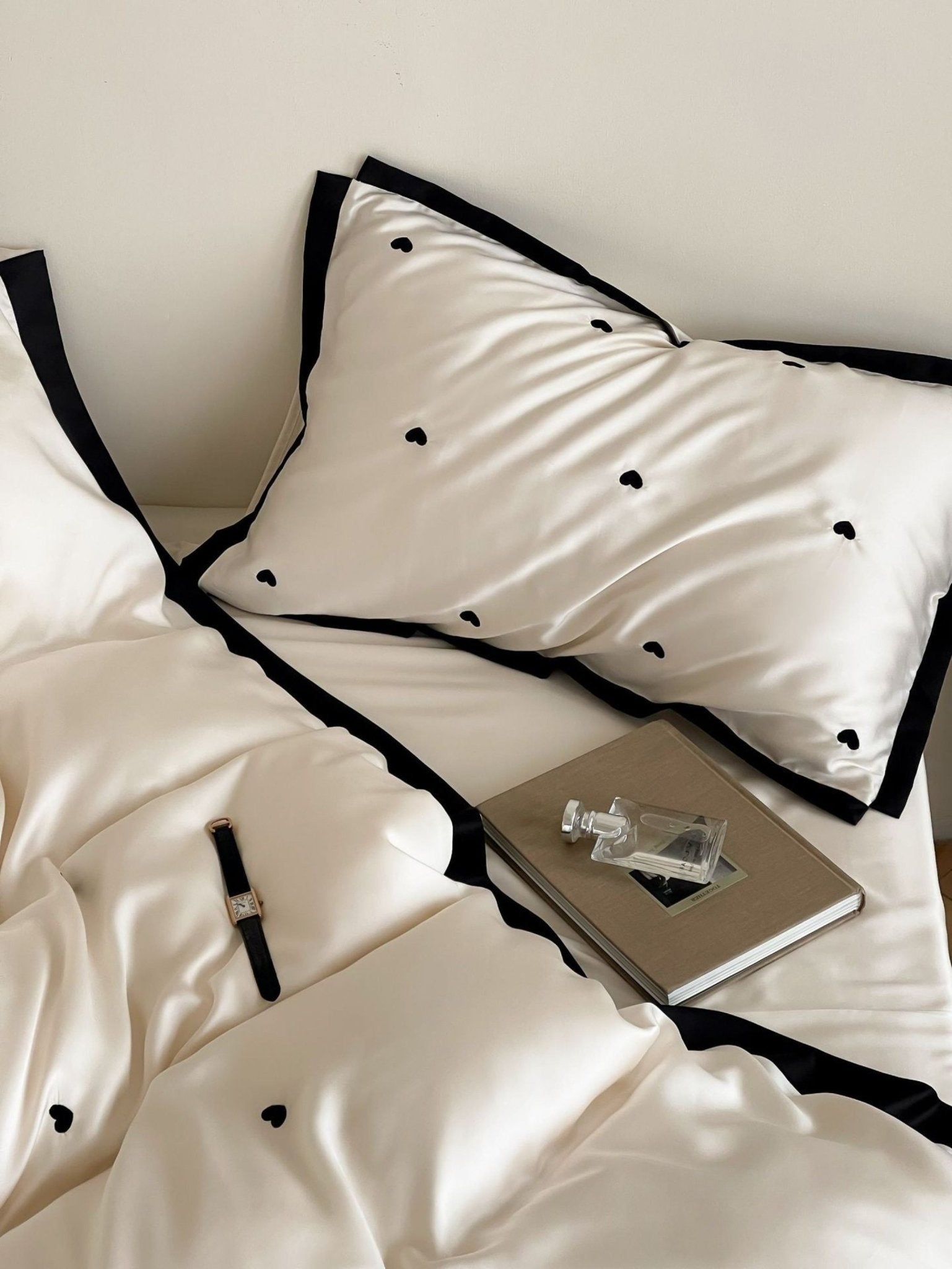 Sabine Heart-Embroidered Cooling Tencel Bedding Set - room scene