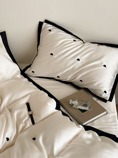 Sabine Heart-Embroidered Cooling Tencel Bedding Set - room scene