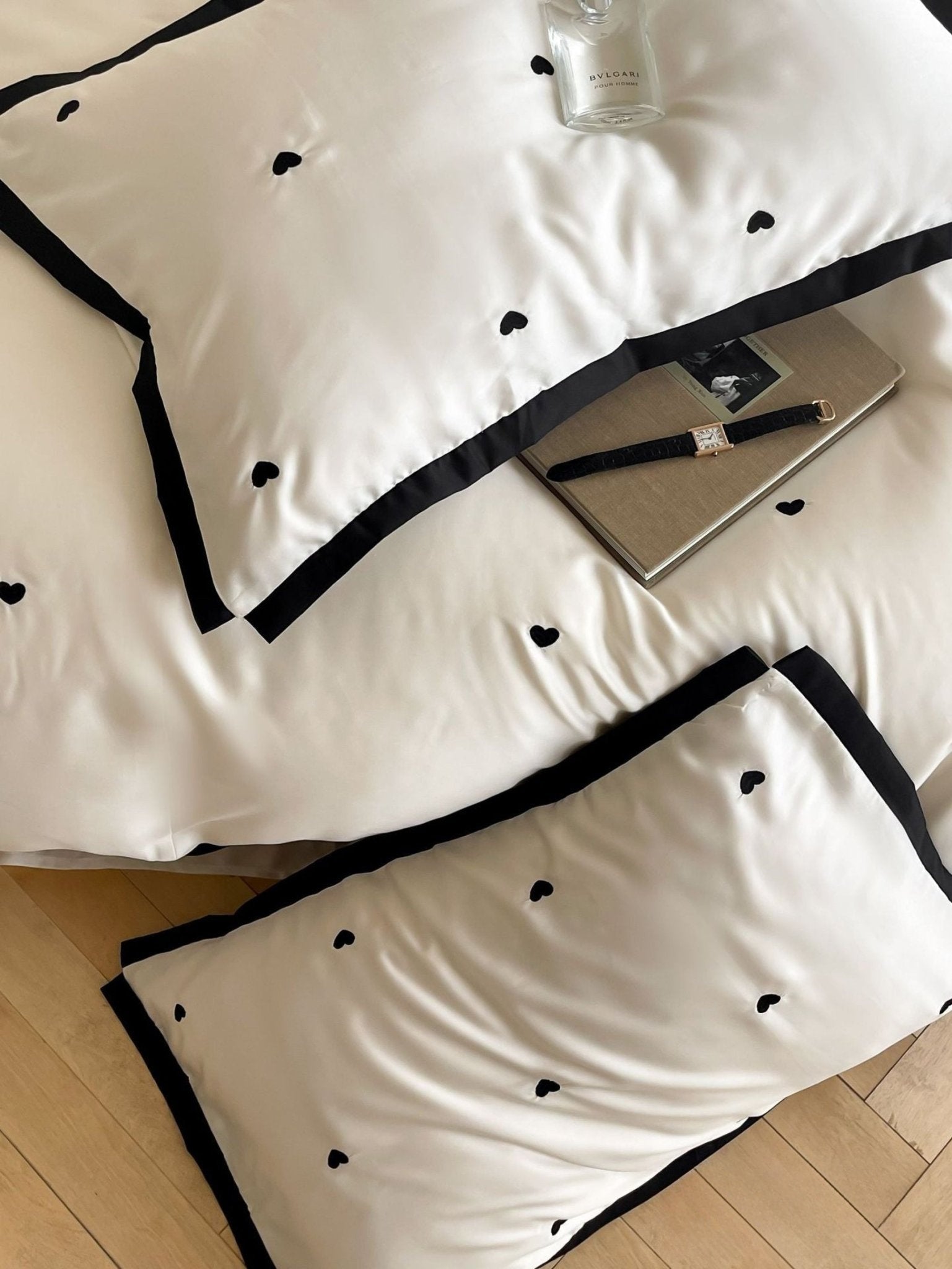 Sabine Heart-Embroidered Cooling Tencel Bedding Set - room scene