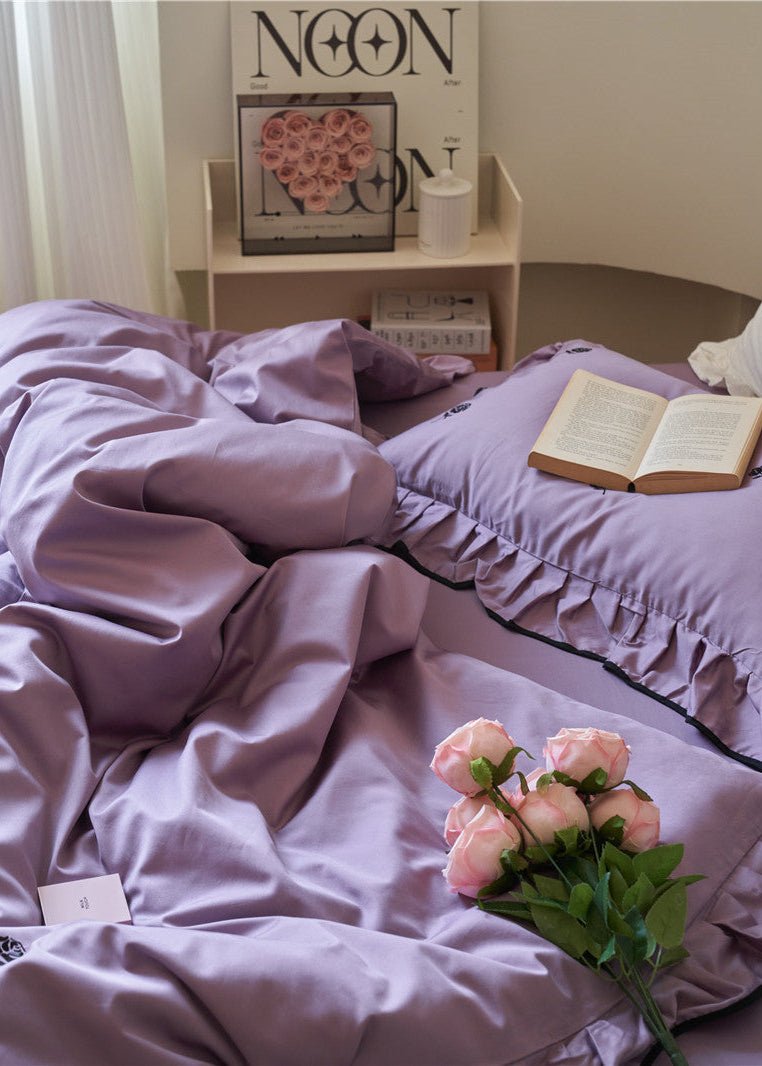 Amandine Rose Embroidered Cotton Bedding Set - room scene