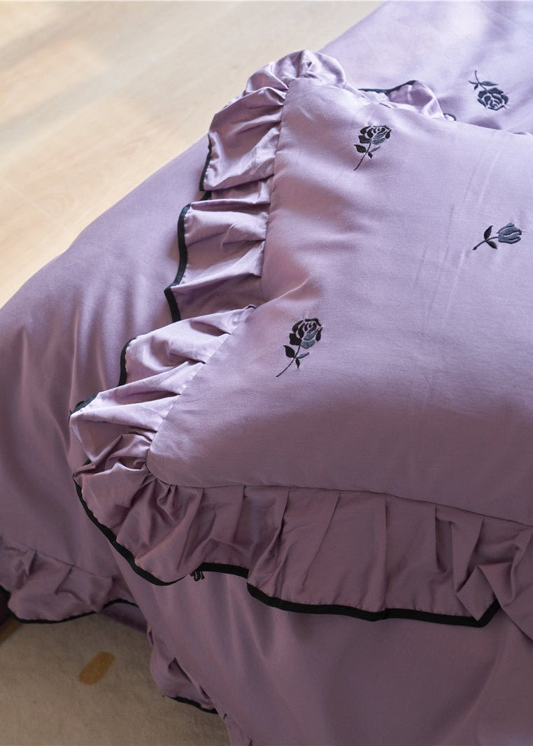 Amandine Rose Embroidered Cotton Bedding Set - room scene