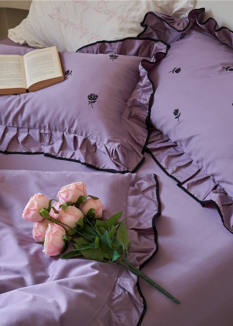 Amandine Rose Embroidered Cotton Bedding Set - room scene