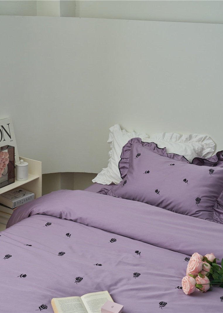 Amandine Rose Embroidered Cotton Bedding Set - room scene