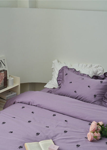 Amandine Rose Embroidered Cotton Bedding Set - room scene