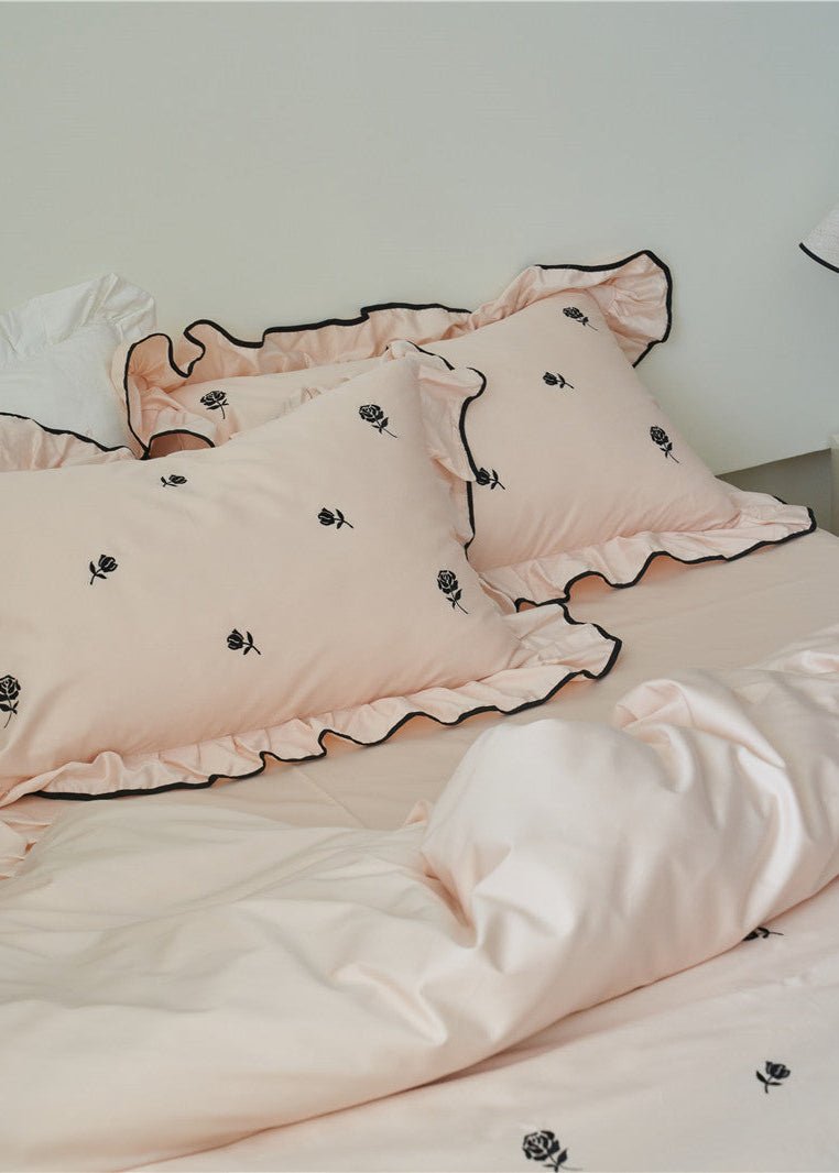 Amandine Rose Embroidered Cotton Bedding Set - room scene