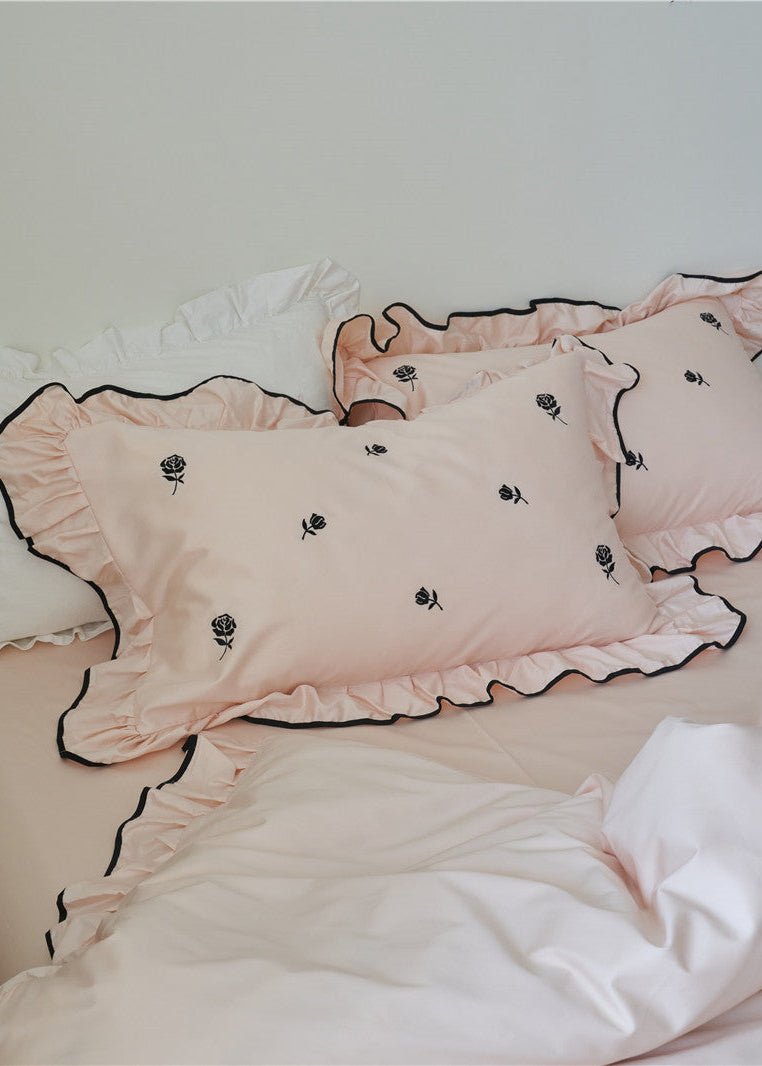 Amandine Rose Embroidered Cotton Bedding Set - room scene