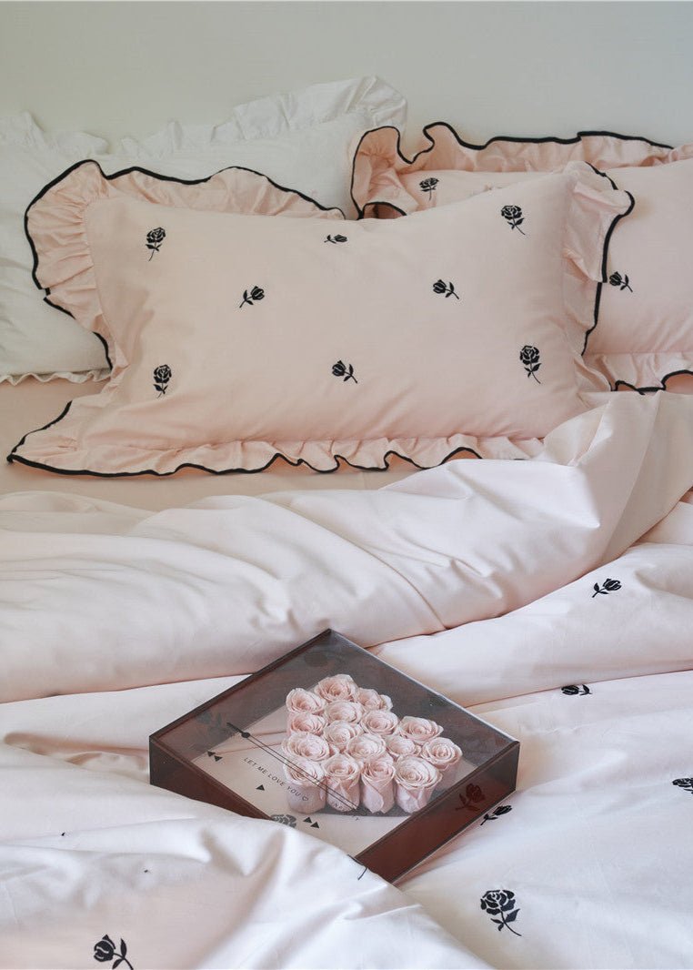 Amandine Rose Embroidered Cotton Bedding Set - room scene