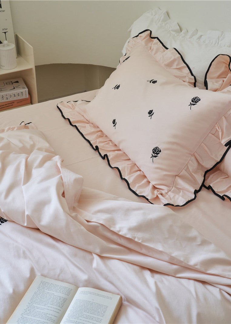 Amandine Rose Embroidered Cotton Bedding Set - room scene