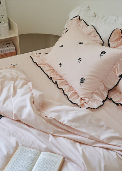 Amandine Rose Embroidered Cotton Bedding Set - room scene
