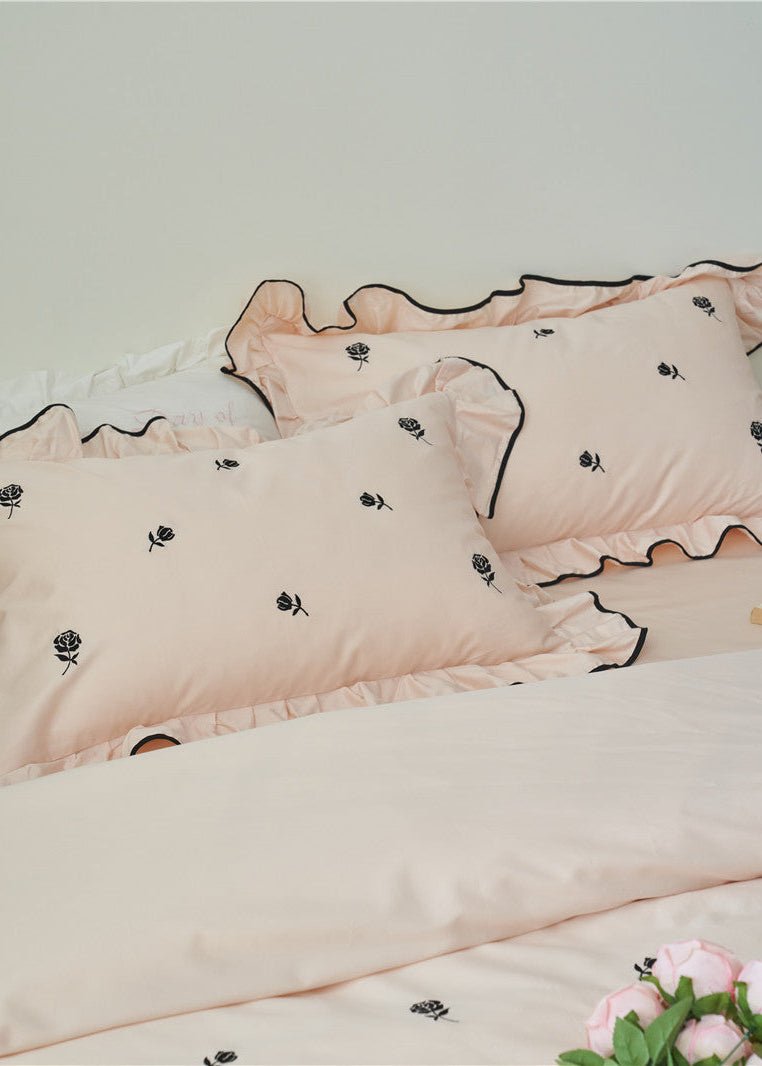 Amandine Rose Embroidered Cotton Bedding Set - room scene