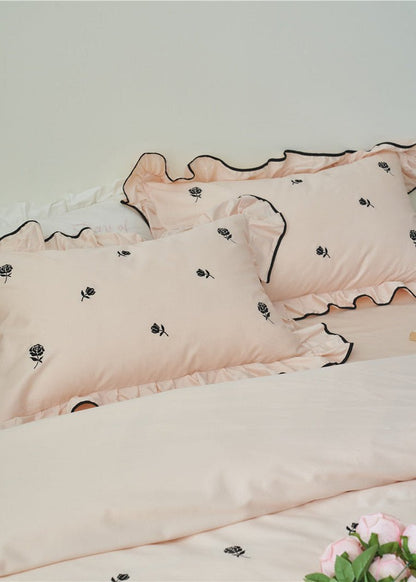 Amandine Rose Embroidered Cotton Bedding Set - room scene