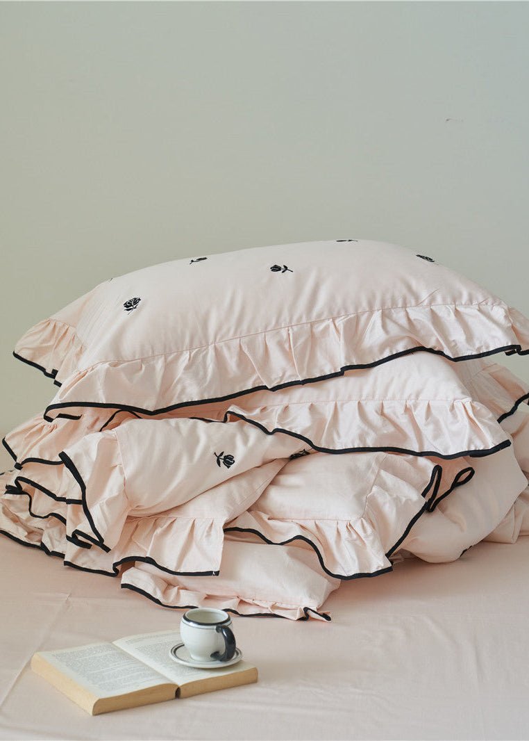 Amandine Rose Embroidered Cotton Bedding Set - room scene