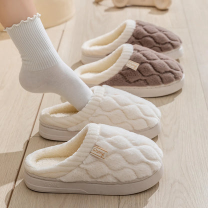White and Brown textured cotton slippers styled in a cozy bedroom setting - RoomDen
