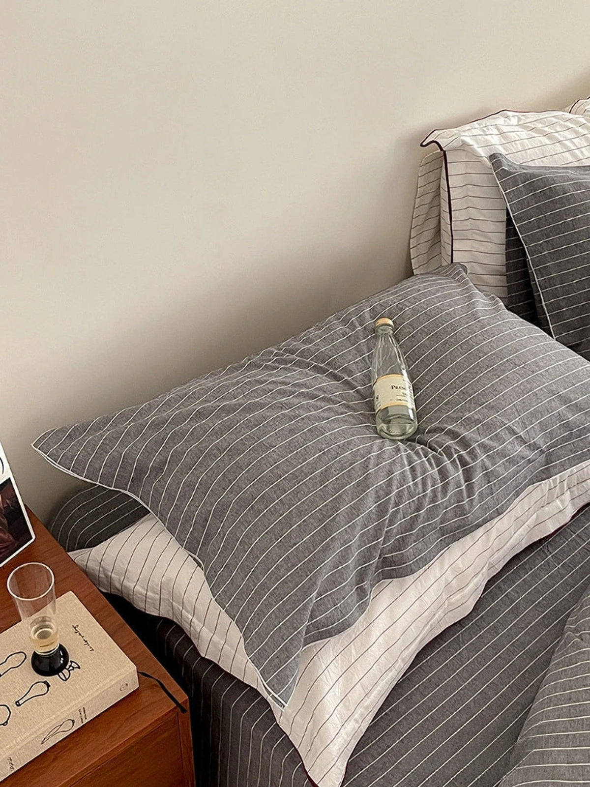 Ashcombe striped cotton bedding detail