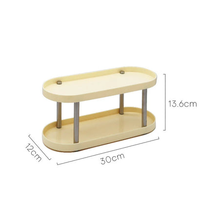 A two-tier cream makeup organizer with dimensions shown: 30x12x13.6cm. - RoomDen