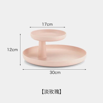 Blush Pink two-tier organizer tray showing dimensions: 30cm base, 17cm top, 12cm height. - RoomDen