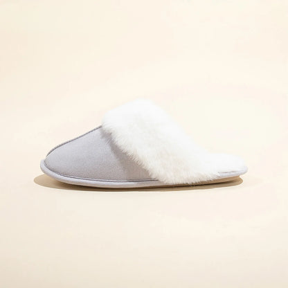 Side profile of Grey Plush Faux Suede House Slipper - RoomDen.