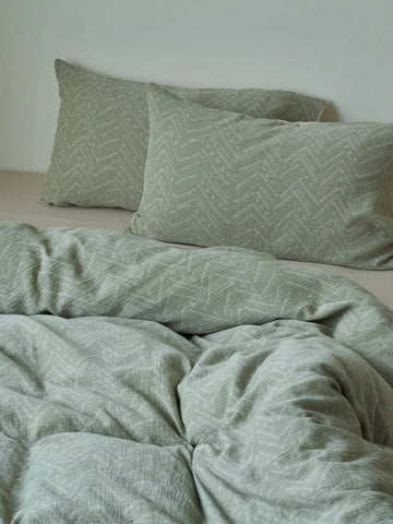 Sage Chevron Cotton Gauze Bedding Set
