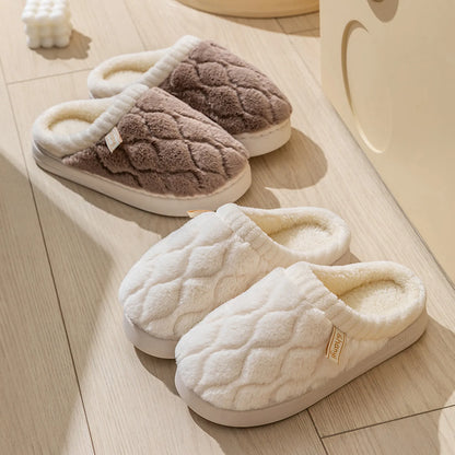 Pair of Mocha Brown and Cream White quilted slides showing soft lining detail - RoomDen