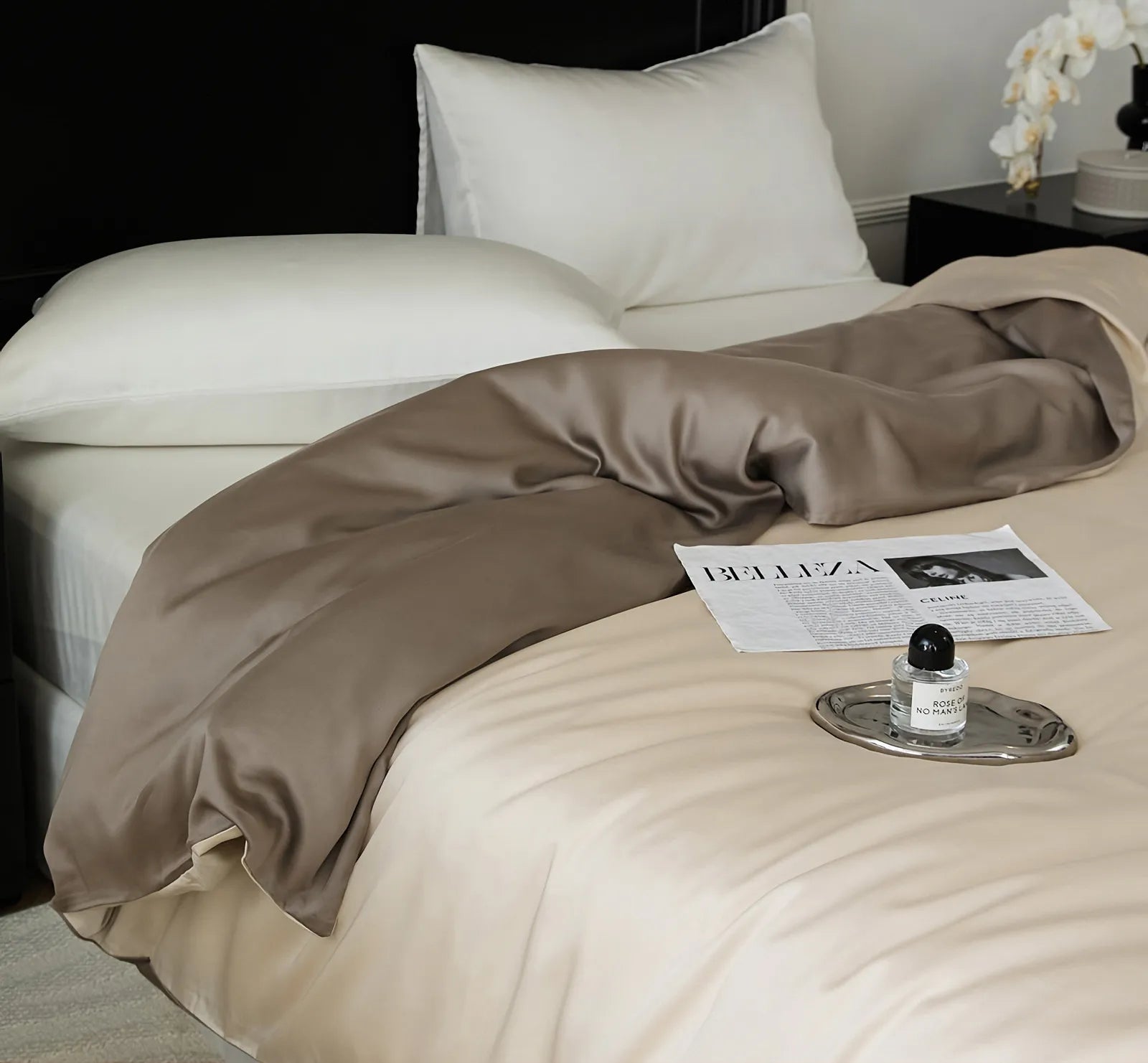 Cooling Tencel duvet cover in soft pastel tones with a smooth, silky drape – RoomDen