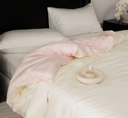 Cooling Tencel duvet cover in soft pastel tones with a smooth, silky drape – RoomDen
