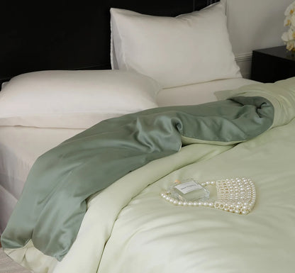 Cooling Tencel duvet cover in soft pastel tones with a smooth, silky drape – RoomDen