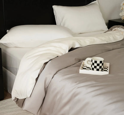 Cooling Tencel duvet cover in soft pastel tones with a smooth, silky drape – RoomDen