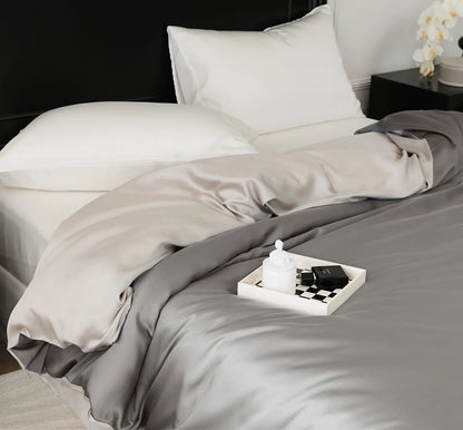 Cooling Tencel duvet cover in soft pastel tones with a smooth, silky drape – RoomDen