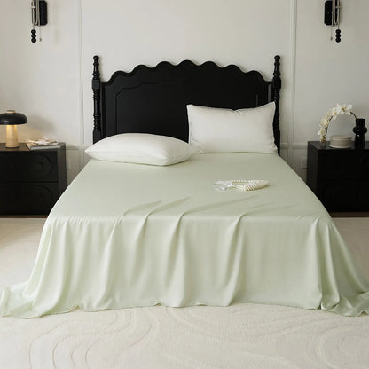 Cooling Tencel sheet set with silky smooth drape on a minimalist bed – RoomDen