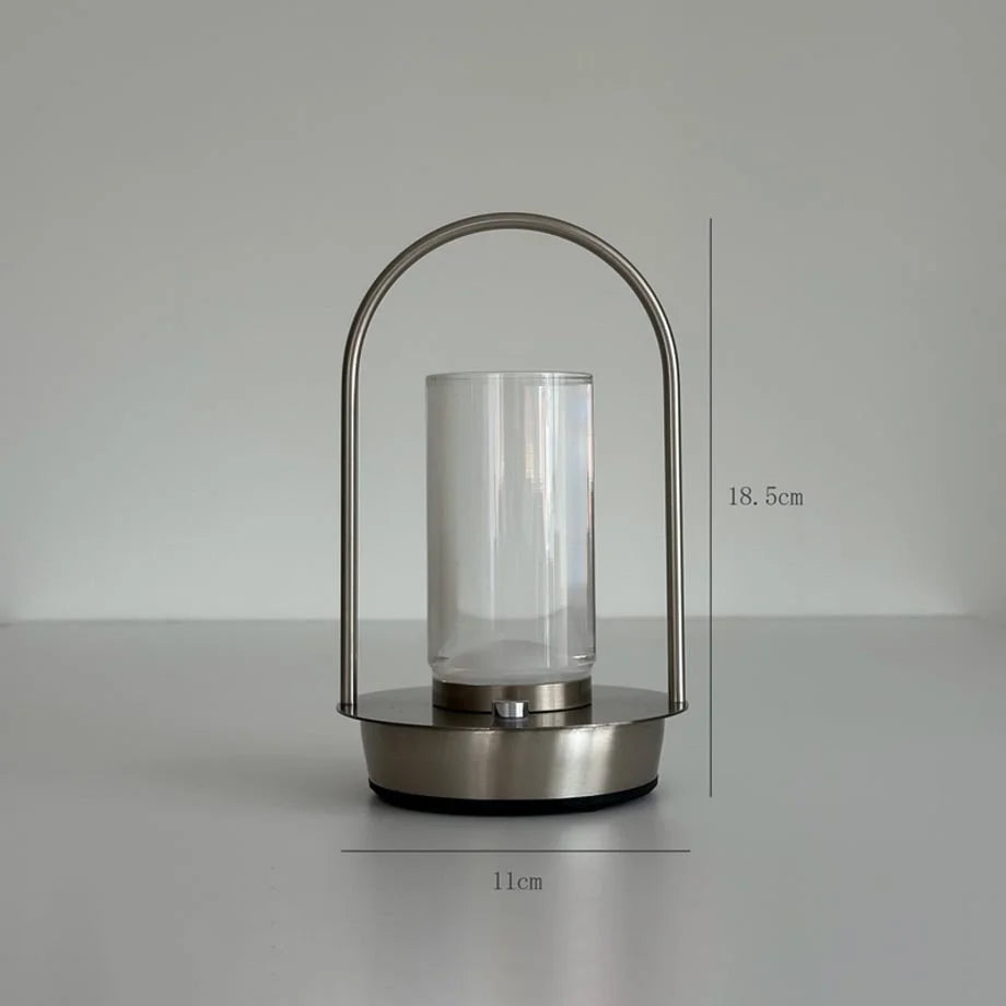 The Minimalist Arch Metal Table Lamp with dimensions shown: 11cm base diameter and 18.5cm height. - RoomDen