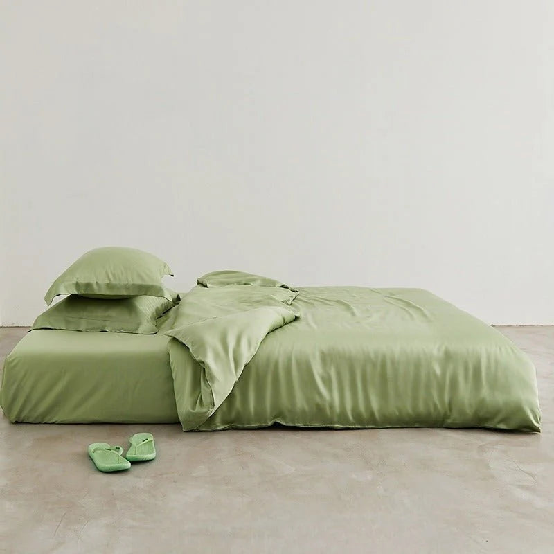Washed lyocell bedding set – Forest Dusk, pillowcase and duvet view - Roomden