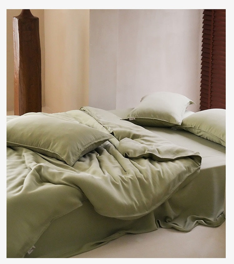Washed lyocell bedding set – Forest Dusk, front bedroom view - Roomden