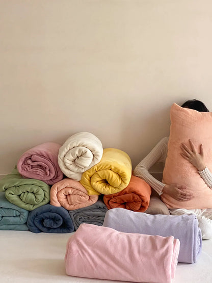 Bright solid fleece duvet cover with plush cozy winter texture – RoomDen