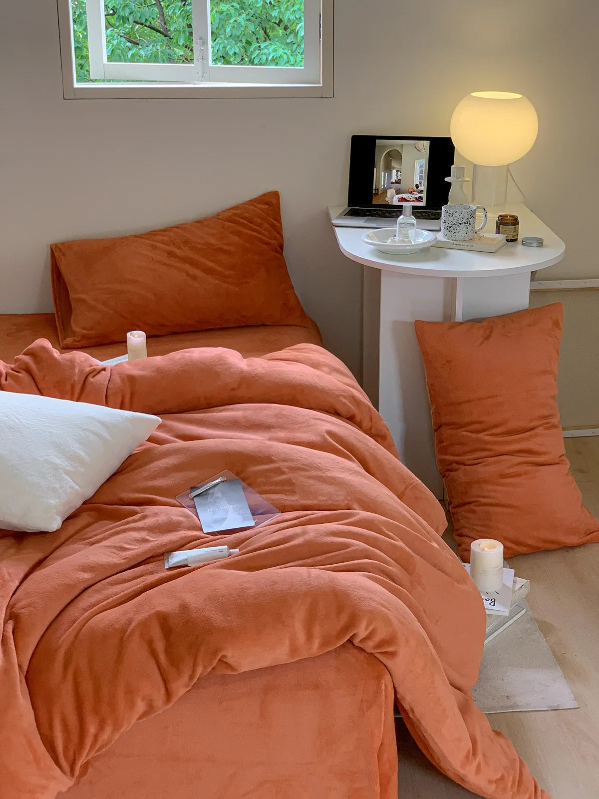 Bright solid fleece duvet cover with plush cozy winter texture – RoomDen