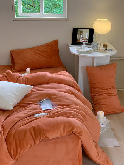 Bright solid fleece duvet cover with plush cozy winter texture – RoomDen