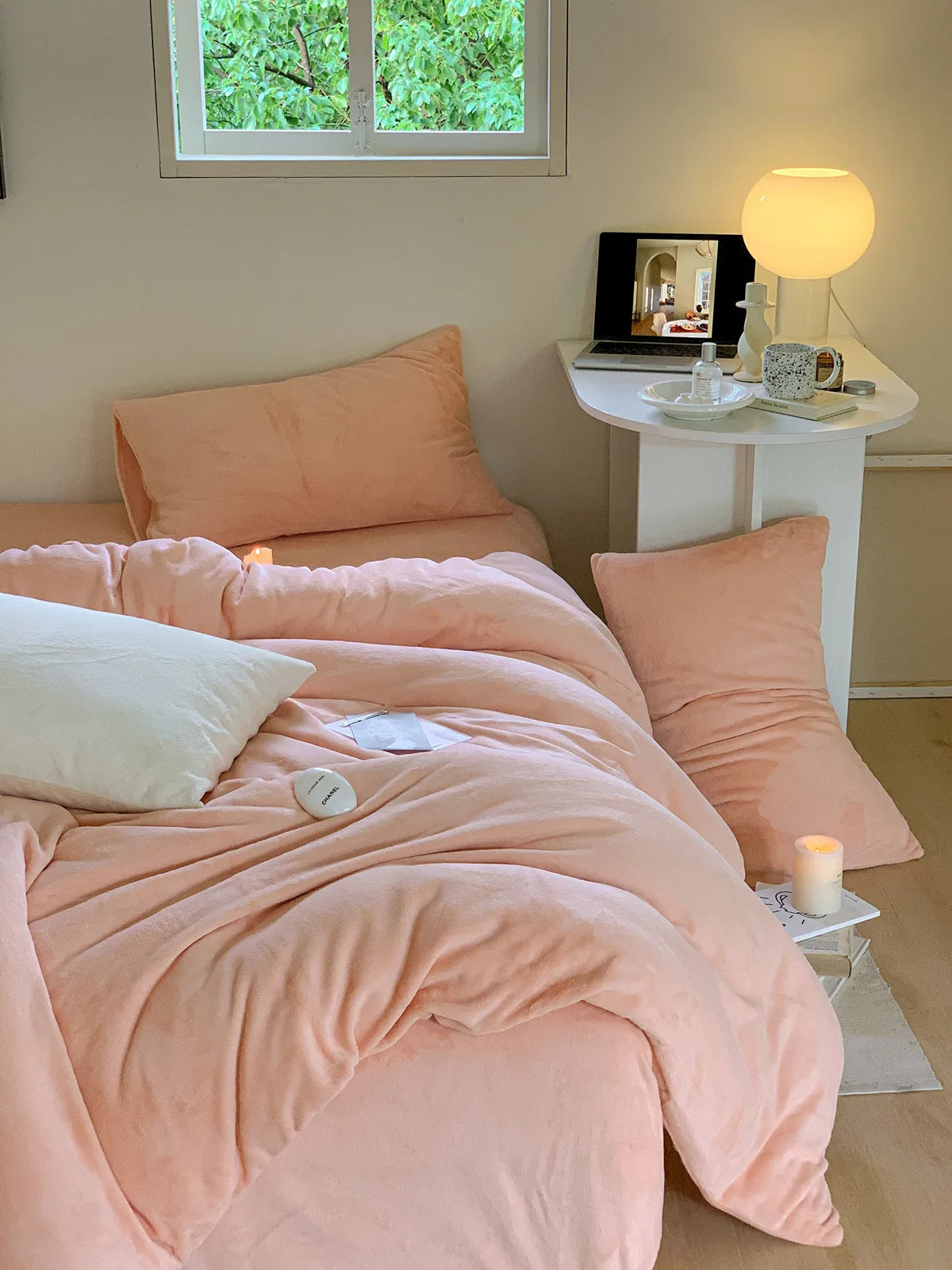 Bright solid fleece duvet cover with plush cozy winter texture – RoomDen