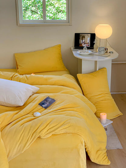 Bright solid fleece duvet cover with plush cozy winter texture – RoomDen