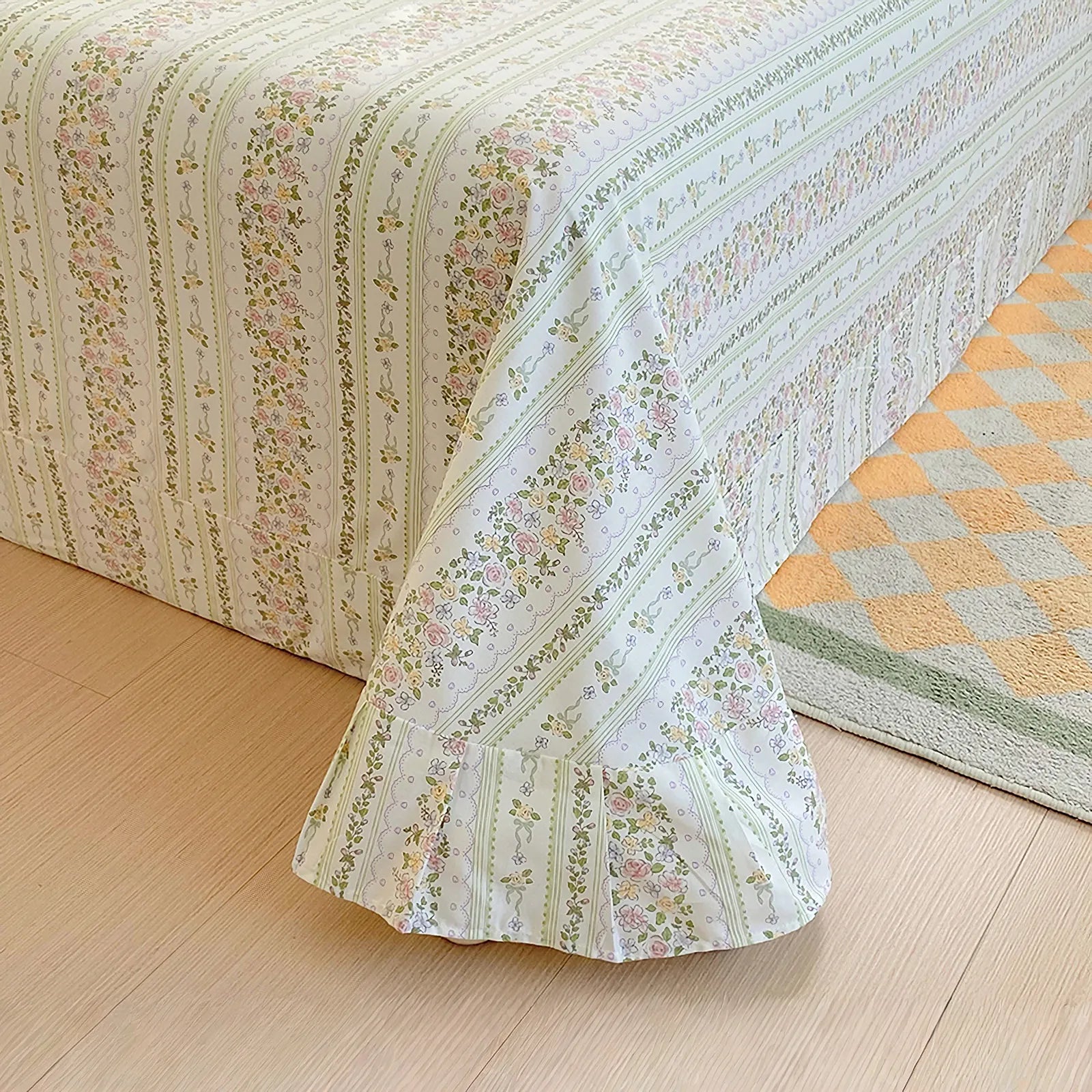 Washed cotton floral sheet set with soft breathable texture and gentle cottagecore style - RoomDen