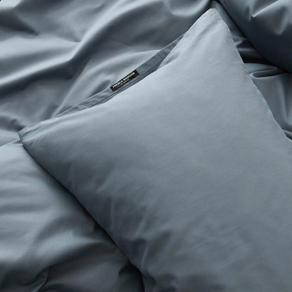 Muted solid washed cotton pillowcase in cozy minimalist style – RoomDen