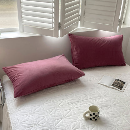 Soft flannel fleece pillowcase in a cozy minimalist bedroom setting – RoomDen