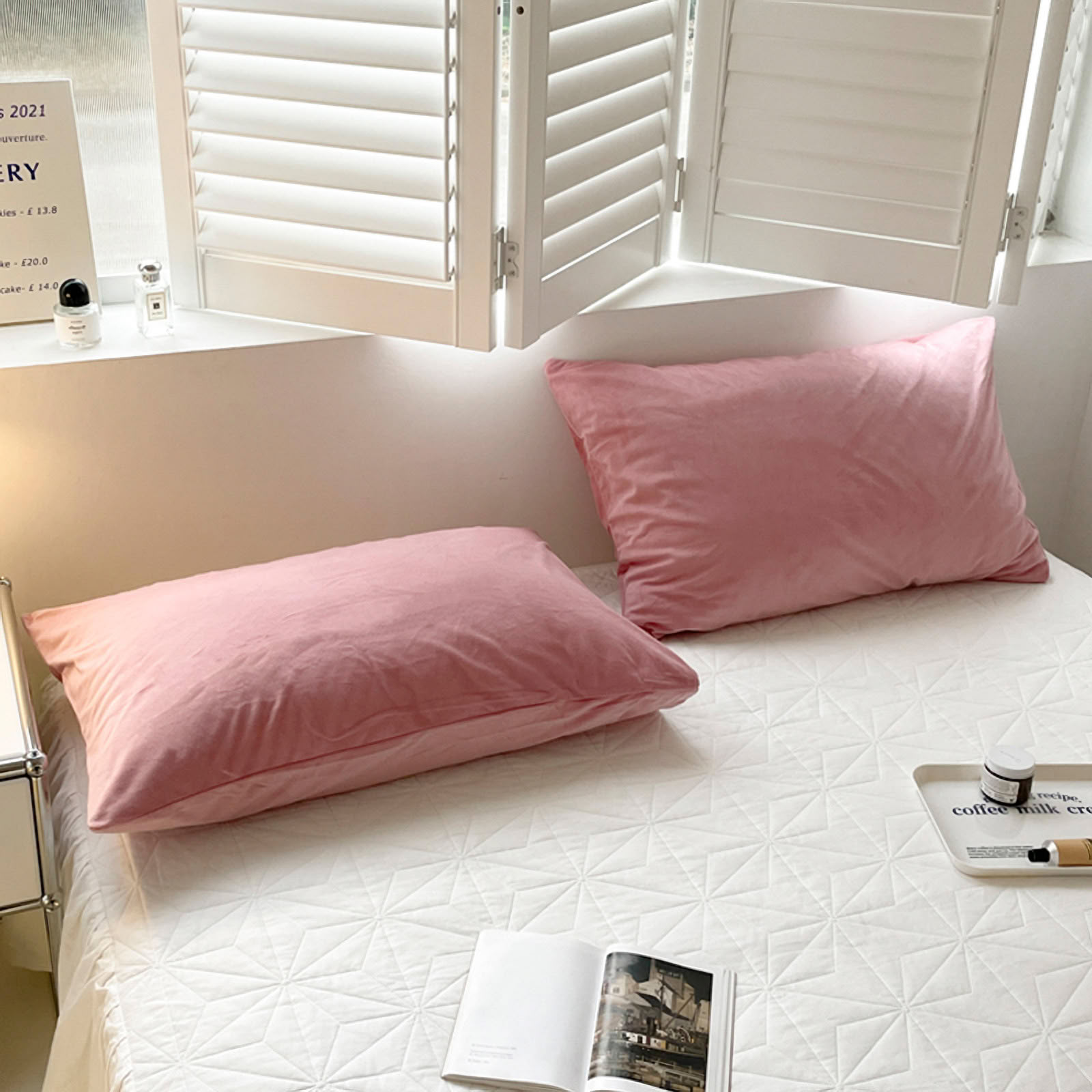 Soft flannel fleece pillowcase in a cozy minimalist bedroom setting – RoomDen