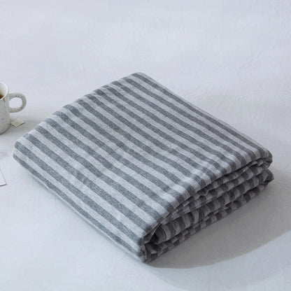 Striped washed cotton duvet cover set folded view – RoomDen