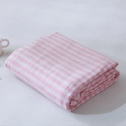 Striped washed cotton duvet cover set folded view – RoomDen