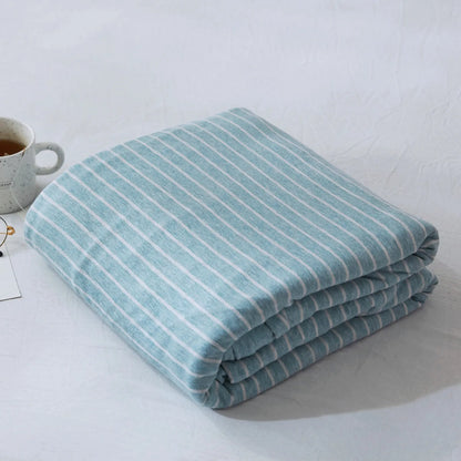 Striped washed cotton duvet cover set folded view – RoomDen