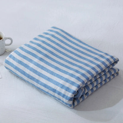 Striped washed cotton duvet cover set folded view – RoomDen