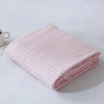 Striped washed cotton duvet cover set folded view – RoomDen