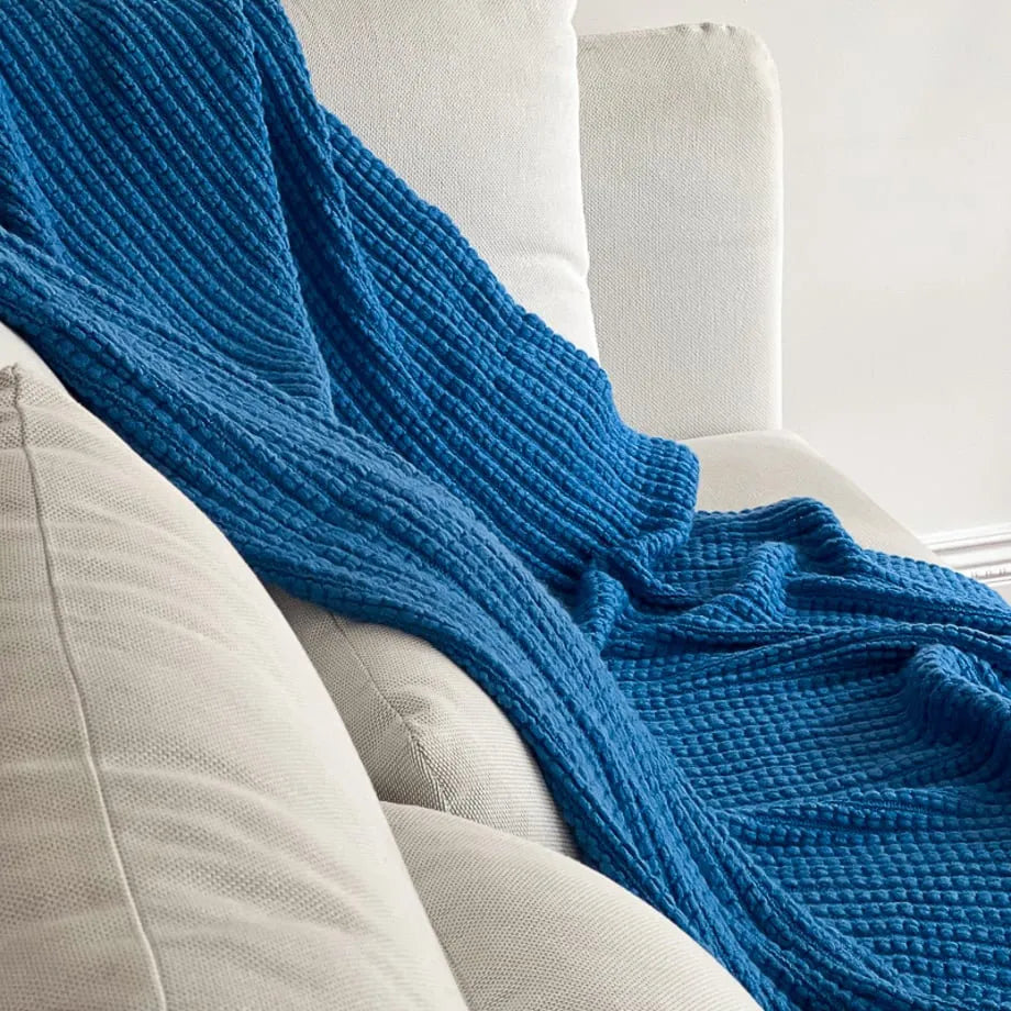 Cozy Ribbed Knit Tassel Flannel Fleece Throw Blanket