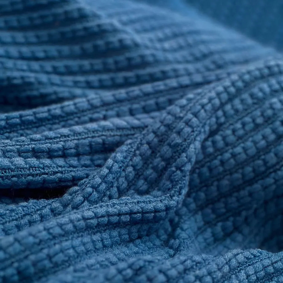 Cozy Ribbed Knit Tassel Flannel Fleece Throw Blanket