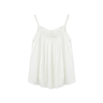 Silky Lace Trim Cotton Sateen Pajama Set